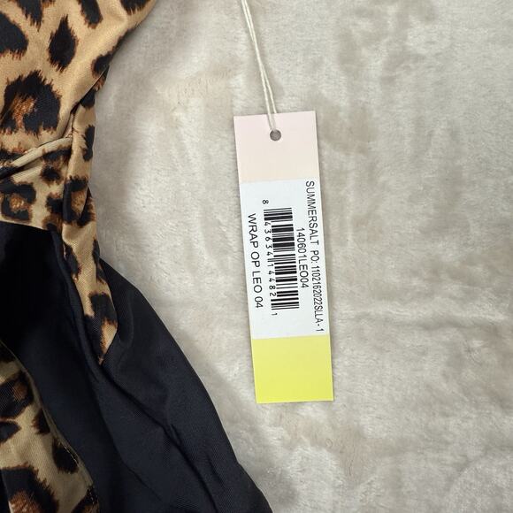 NWT Summersalt The Perfect Wrap One Piece Swimsuit Leopard Black Size 4 - Picture 4 of 8